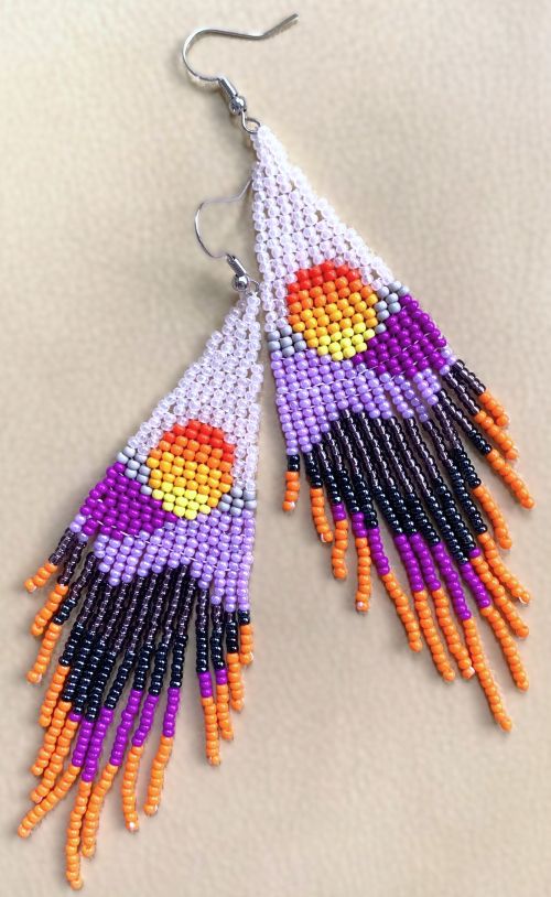 Mountain Sunset Hand Beaded Earrings