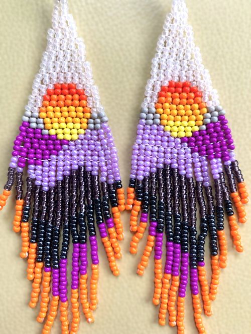 Mountain Sunset Hand Beaded Earrings