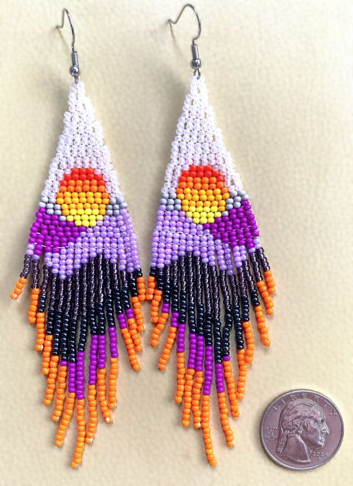 Mountain Sunset Hand Beaded Earrings