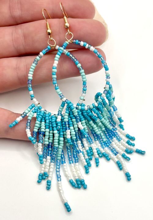Tassel Teardrop Hand Beaded Earrings