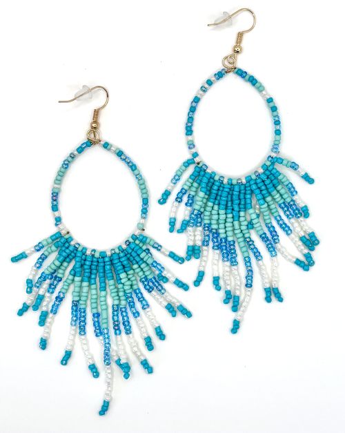 Tassel Teardrop Hand Beaded Earrings