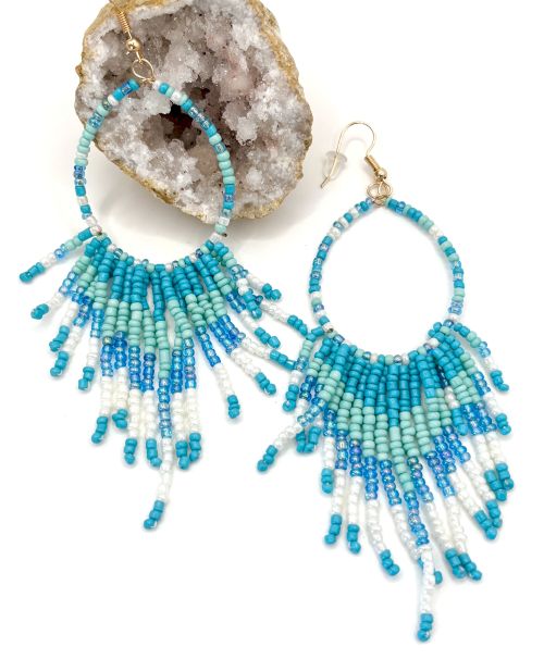 Tassel Teardrop Hand Beaded Earrings
