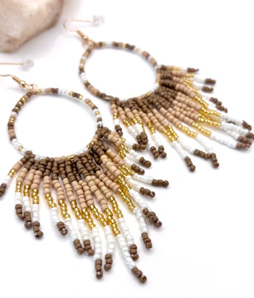 Tassel Teardrop Hand Beaded Earrings