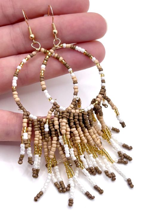 Tassel Teardrop Hand Beaded Earrings