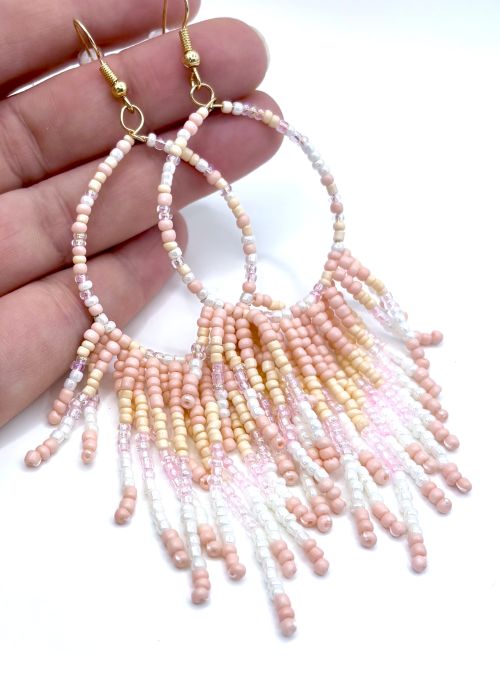 Tassel Teardrop Hand Beaded Earrings