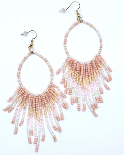 Tassel Teardrop Hand Beaded Earrings