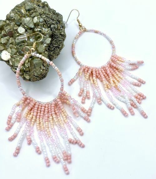 Tassel Teardrop Hand Beaded Earrings