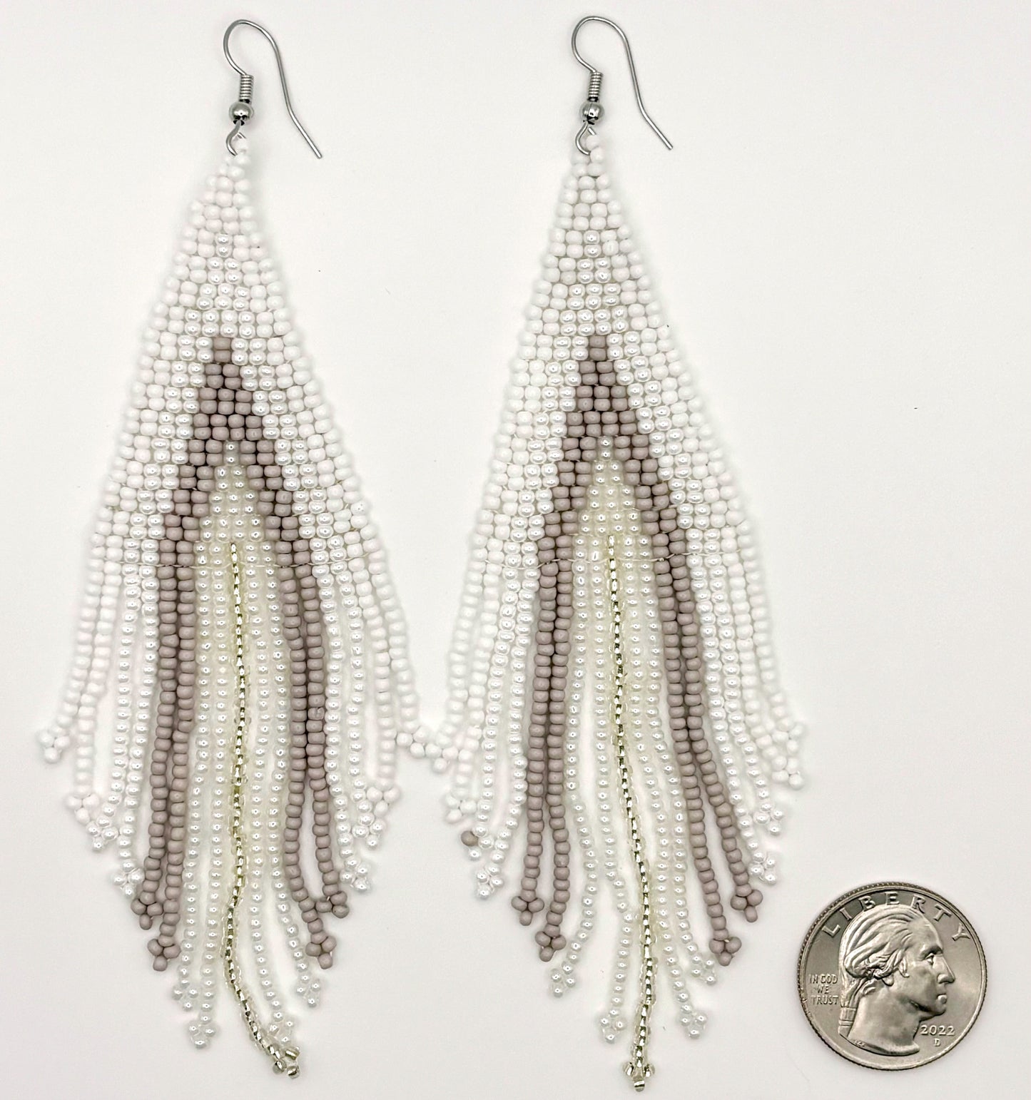 Crisp n' Clean White Gradient Hand Beaded Earrings