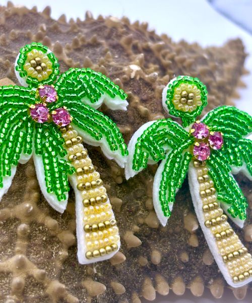 Beaded Palm Tree Earrings