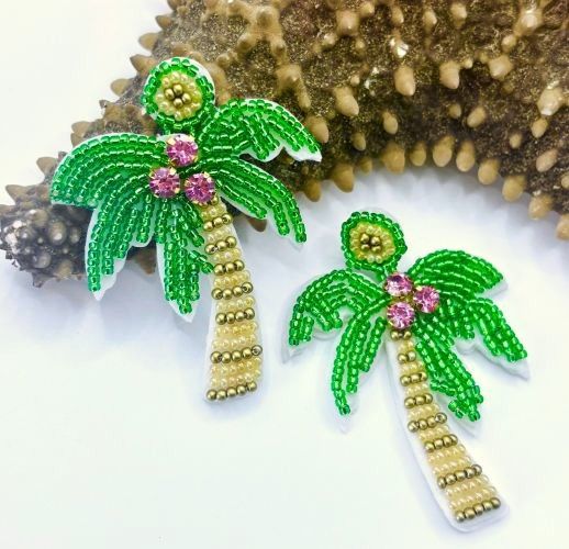 Beaded Palm Tree Earrings