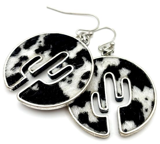 Animal Print Cactus Outline Earrings