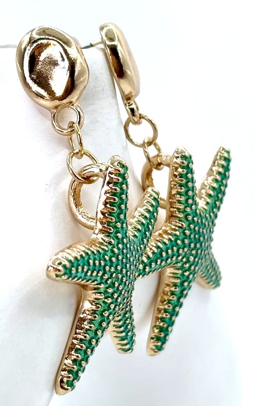 Coastal Starfish Earrings (Coral and Teal)