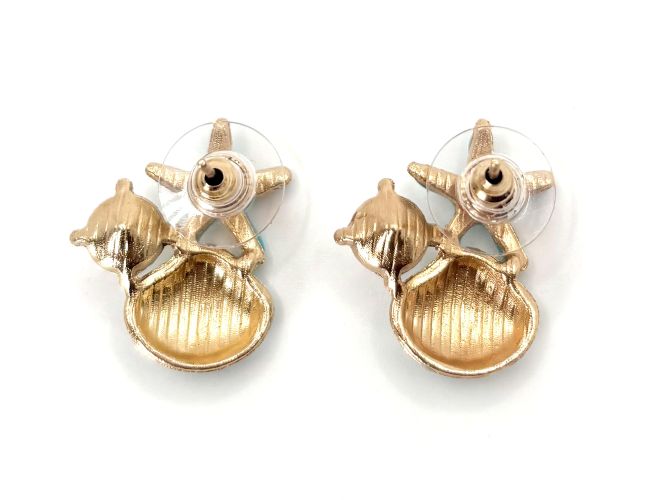 Starfish, Shell and Pearl Stud Earrings