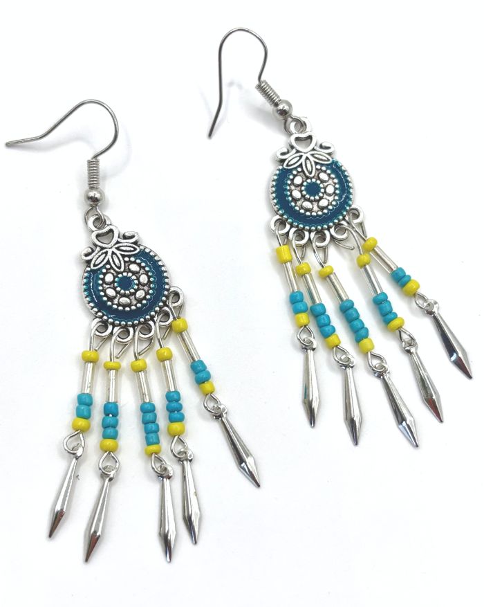 Southwestern Color 'Pop' Beaded Tassel Earrings