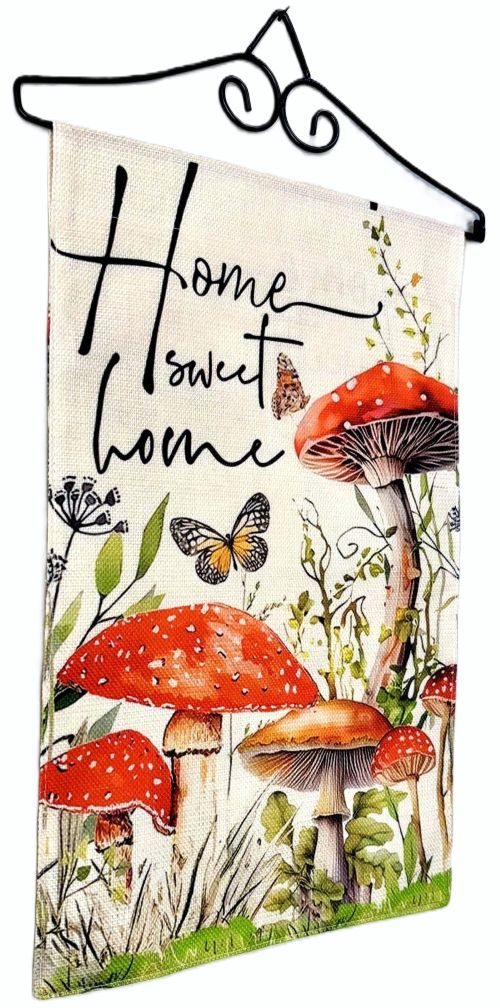 "Home Sweet Home" Mushroom Garden Flag