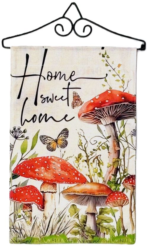 "Home Sweet Home" Mushroom Garden Flag