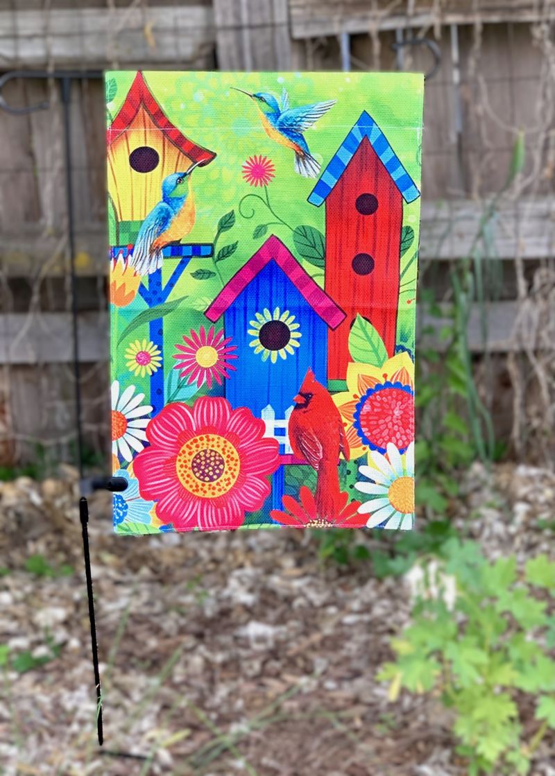 Whimsical Birdhouse Garden Flag