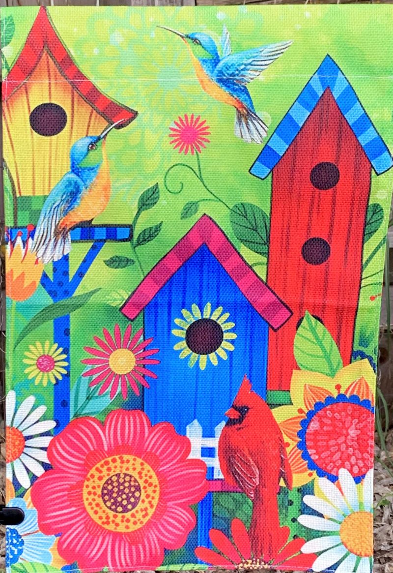 Whimsical Birdhouse Garden Flag