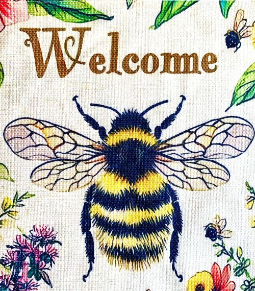 Floral Bee "Welcome" Garden Flag