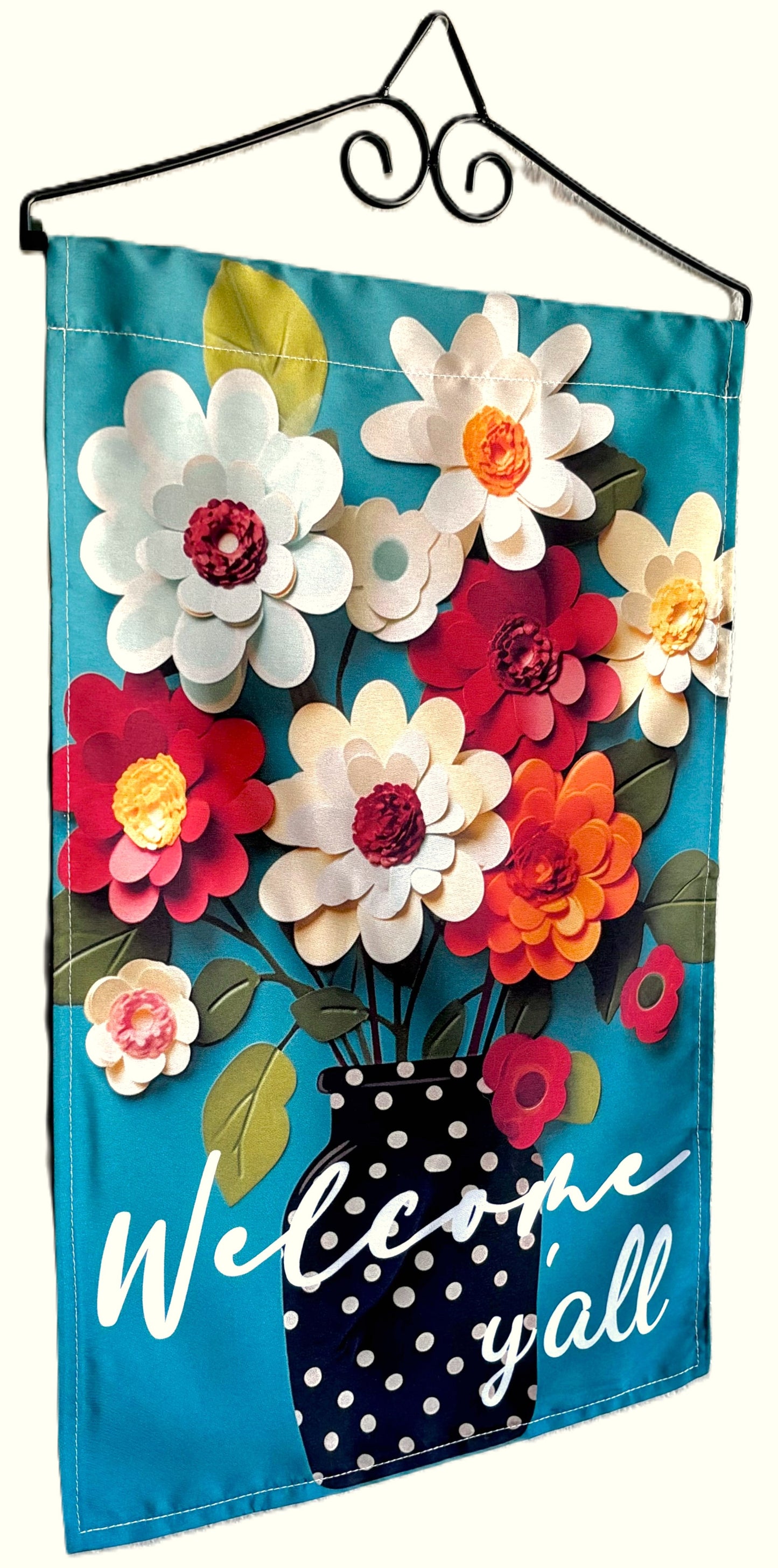 Floral "Welcome Y'all" Garden Flag