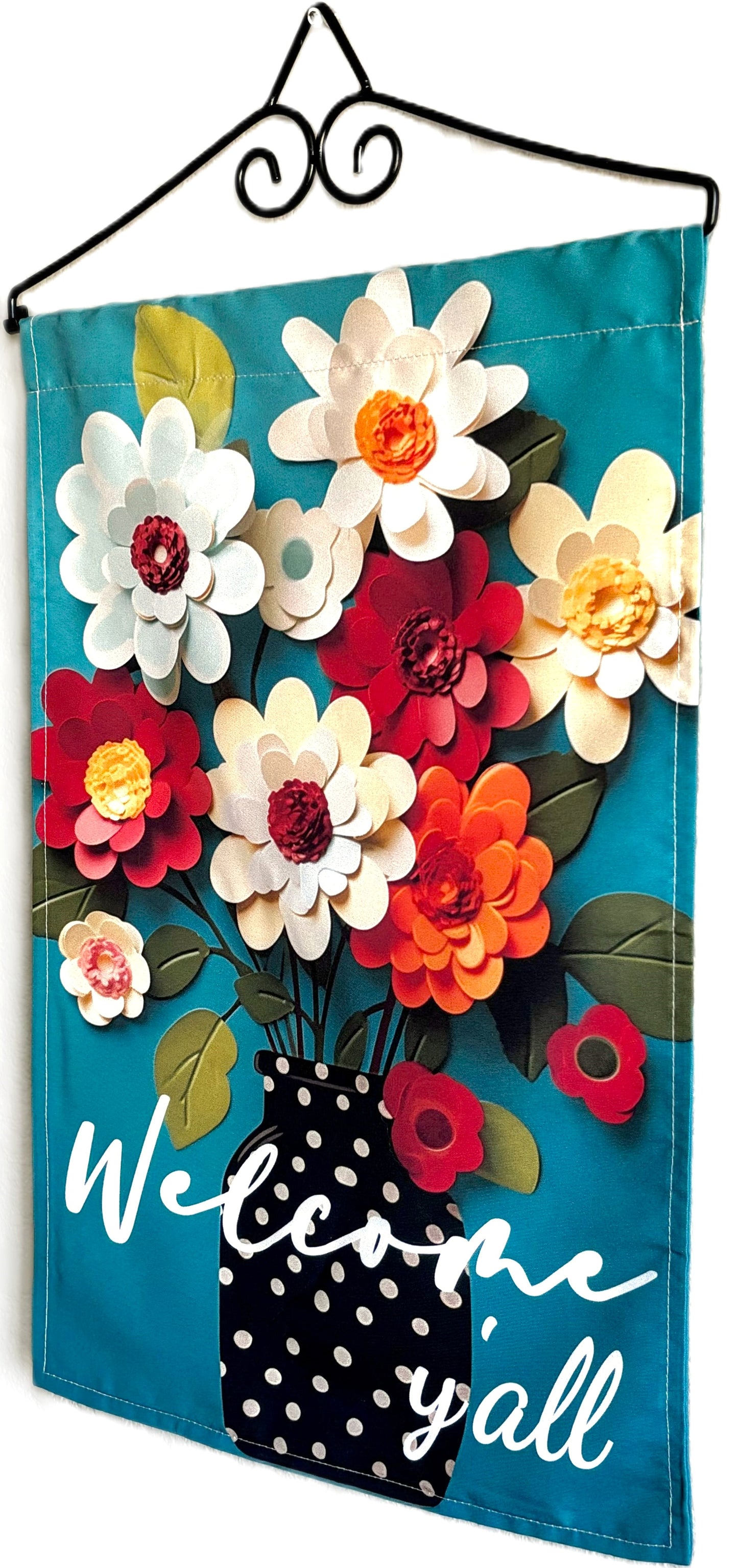 Floral "Welcome Y'all" Garden Flag