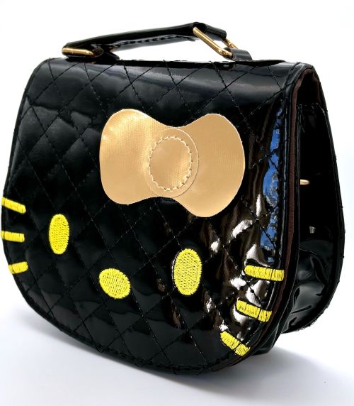 Hello Kitty Glam Embroidered Vinyl Handbag Black or Gold