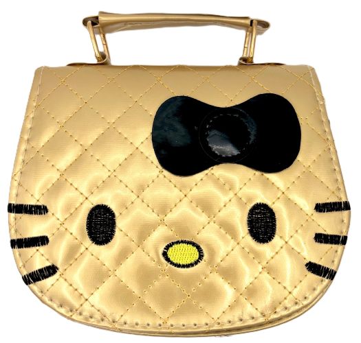 Hello Kitty Glam Embroidered Vinyl Handbag Black or Gold