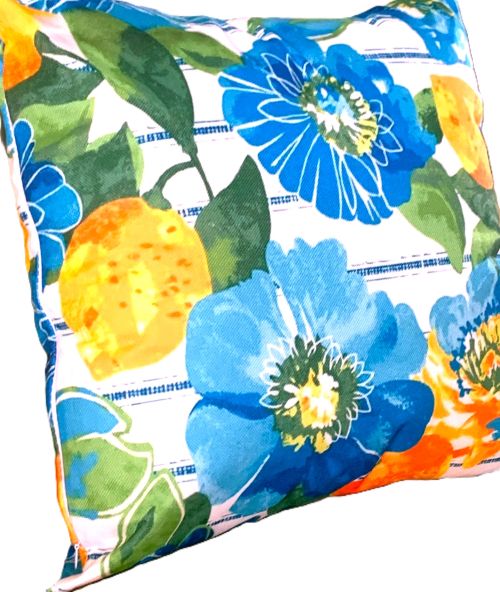 Set/2 Mediterranean Lemon Floral Outdoor Pillow Covers