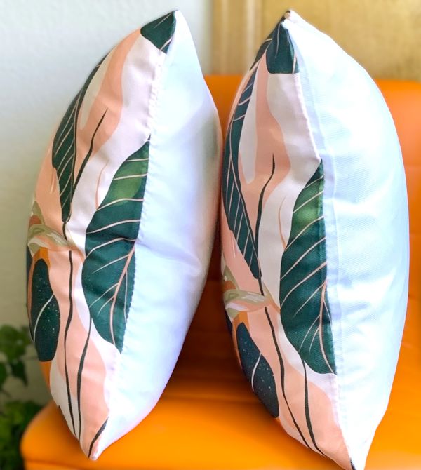 Set/2 Abstract Tropical Leaves Outdoor Pillow Covers