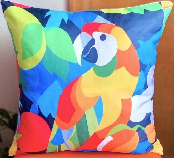 Set/2 Macaw Parrot Outdoor Pillow Covers