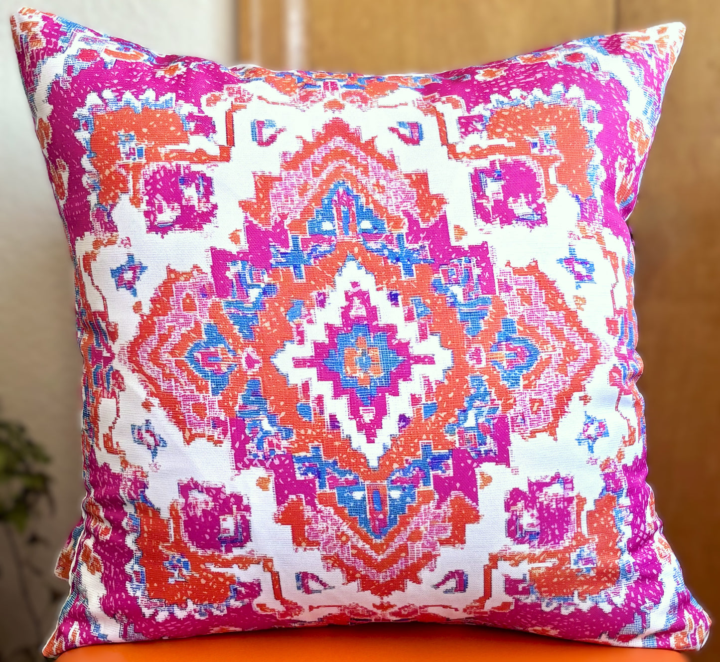 Set/2 Pink & Orange Persian Summer Outdoor Pillow Covers