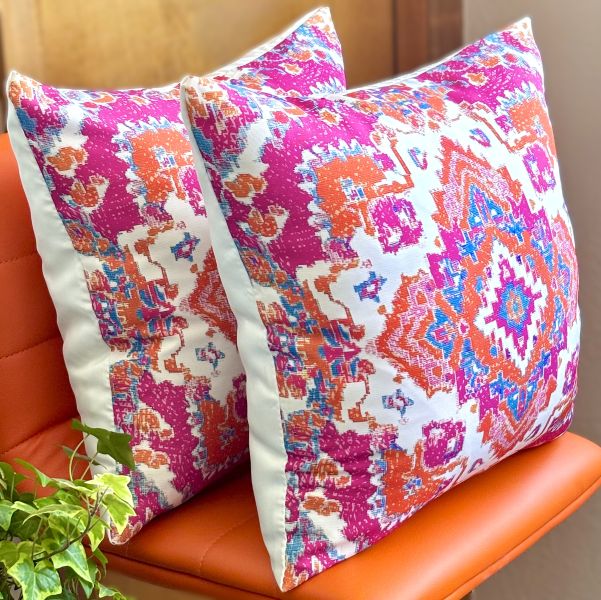 Set/2 Pink & Orange Persian Summer Outdoor Pillow Covers