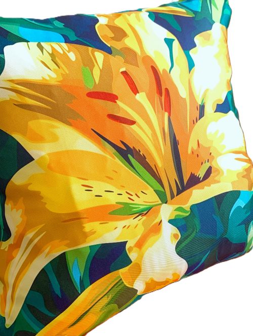 Set/2 Yellow Lily Outdoor Pillow Covers