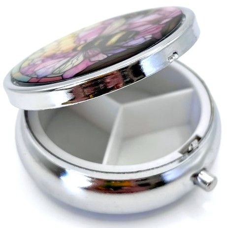 Bee on Pink and Purple Blooms Pill Box