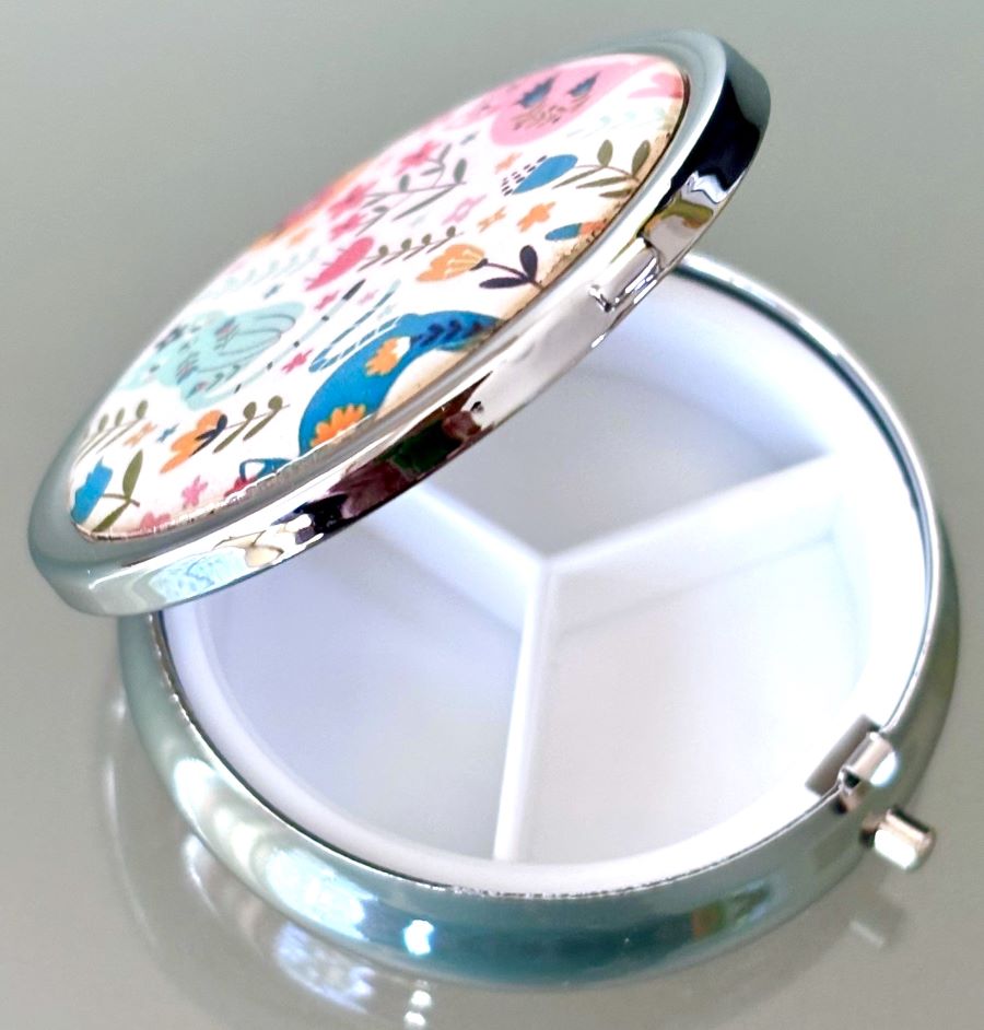 Boho Cats & Flowers Pill Box