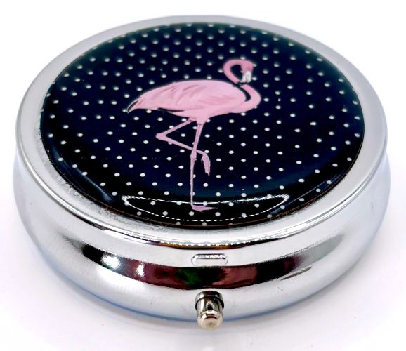 Polka Dot Pink Flamingo Pill Box