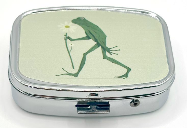 Anthropomorphic Frog with Daisy Pill Box