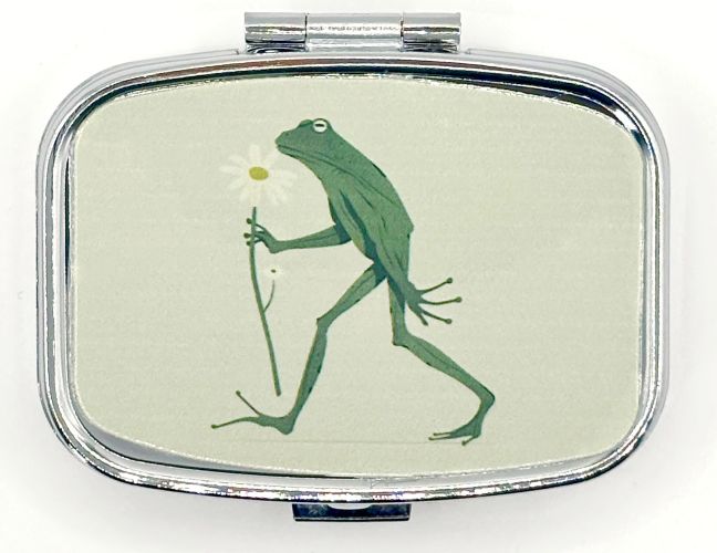Anthropomorphic Frog with Daisy Pill Box