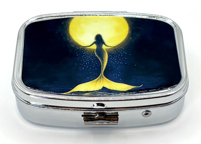 Standing Mermaid and Full Moon Pill Box