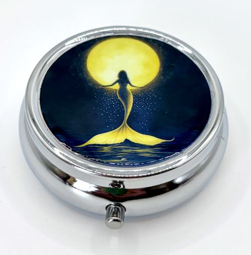 Standing Mermaid and Full Moon Pill Box