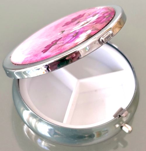 Pink Cosmos Floral Pill Box