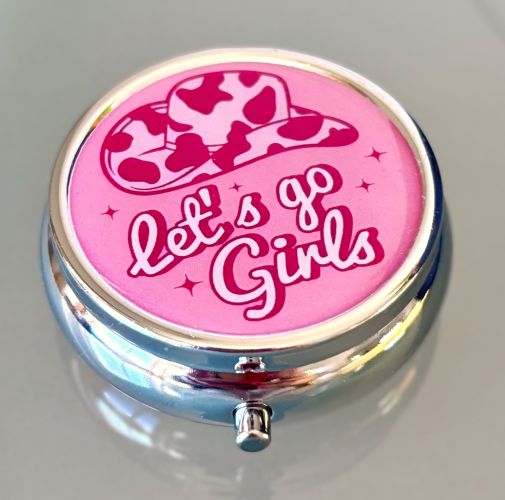 "Let's go Girls" Pink Cowgirl Pill Box