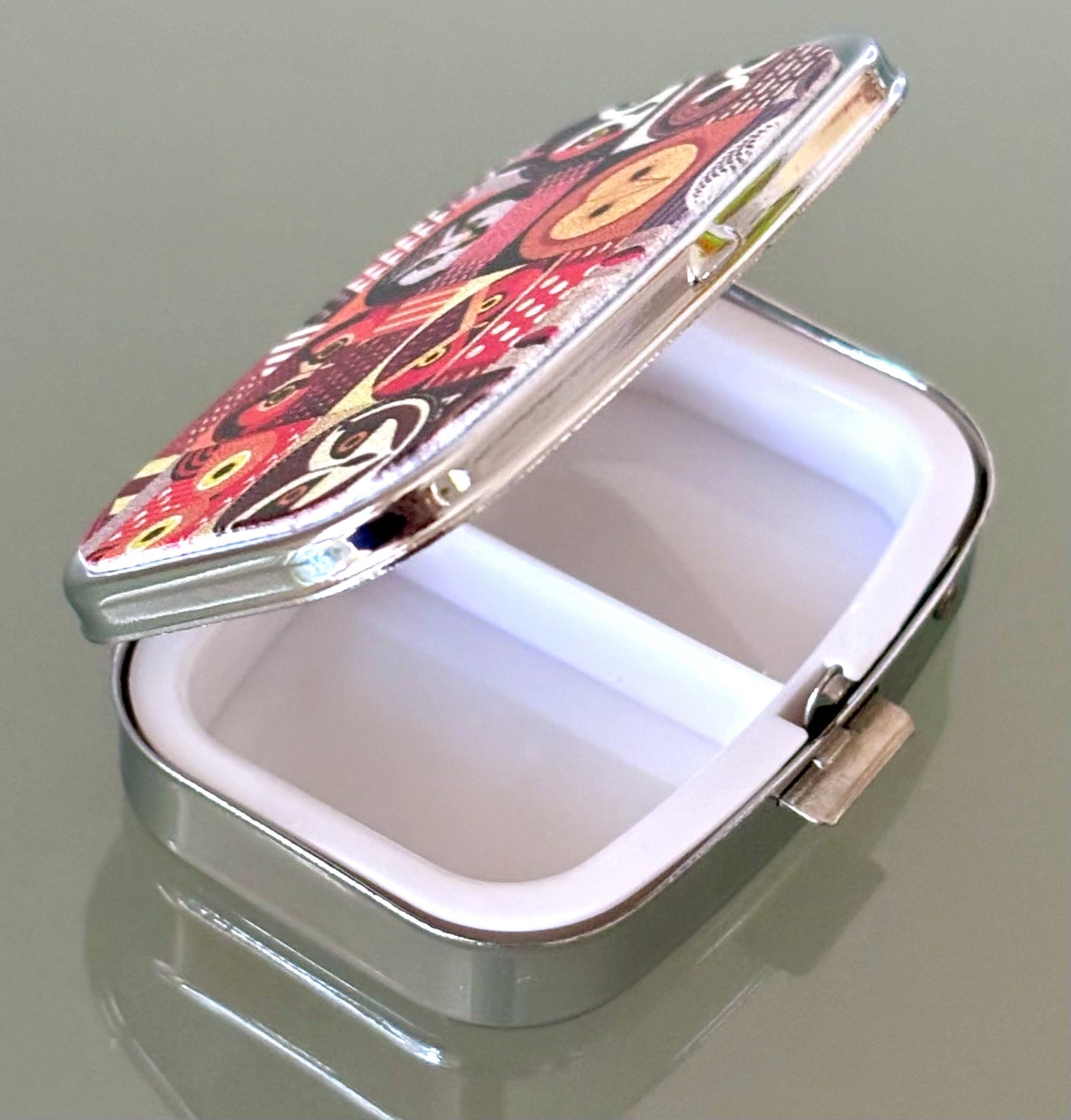 Wise Owl Collage Pill Box