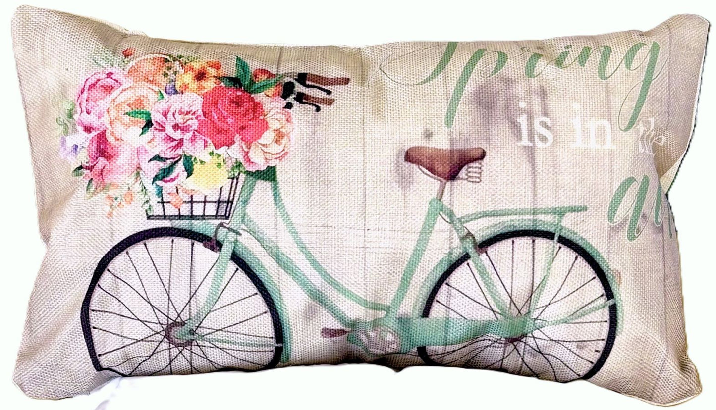 Flower Basket Bicycle Pillow Cover
