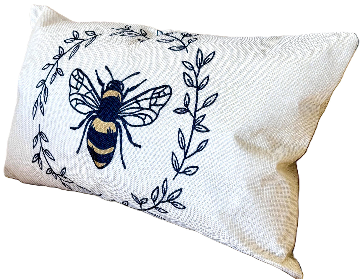 French Country Bee Leaf Wreath Pillow Cover