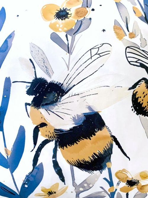 Bees in Wildflower Meadow Pillow Cover