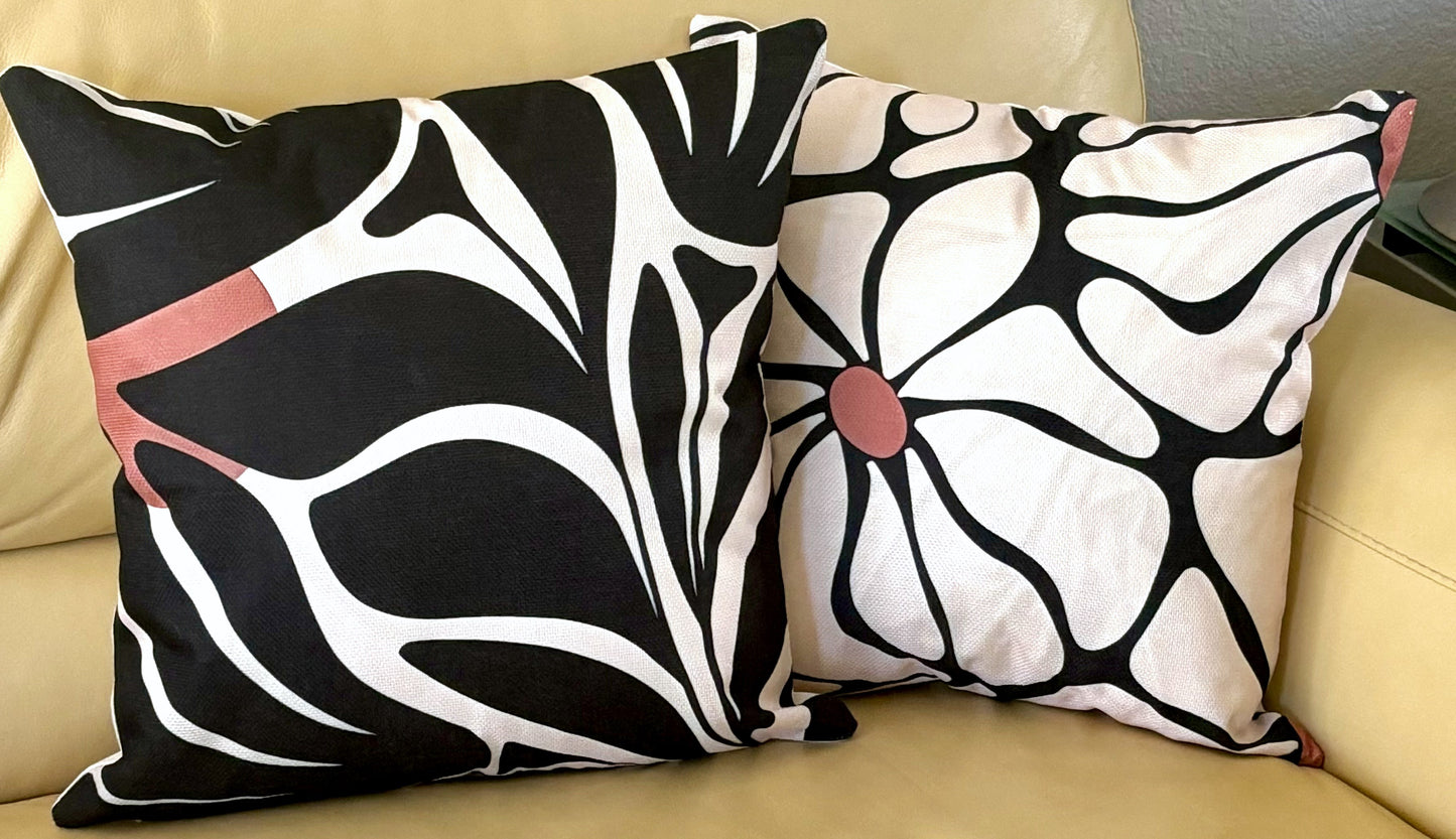 Set/2 Abstract Botanical Pillow Covers