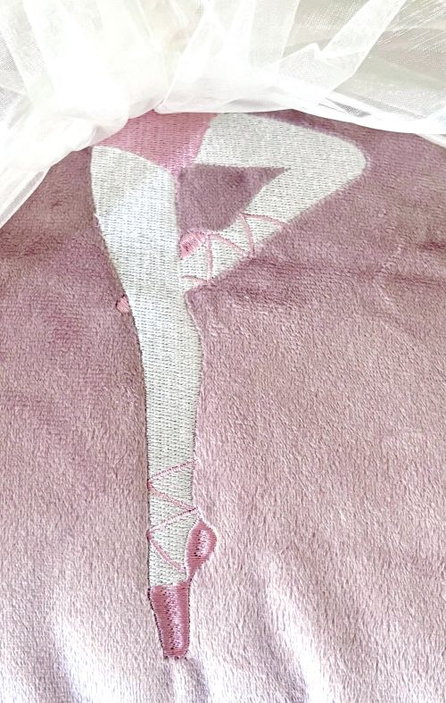 Pink Embroidered Ballerina Pillow Cover