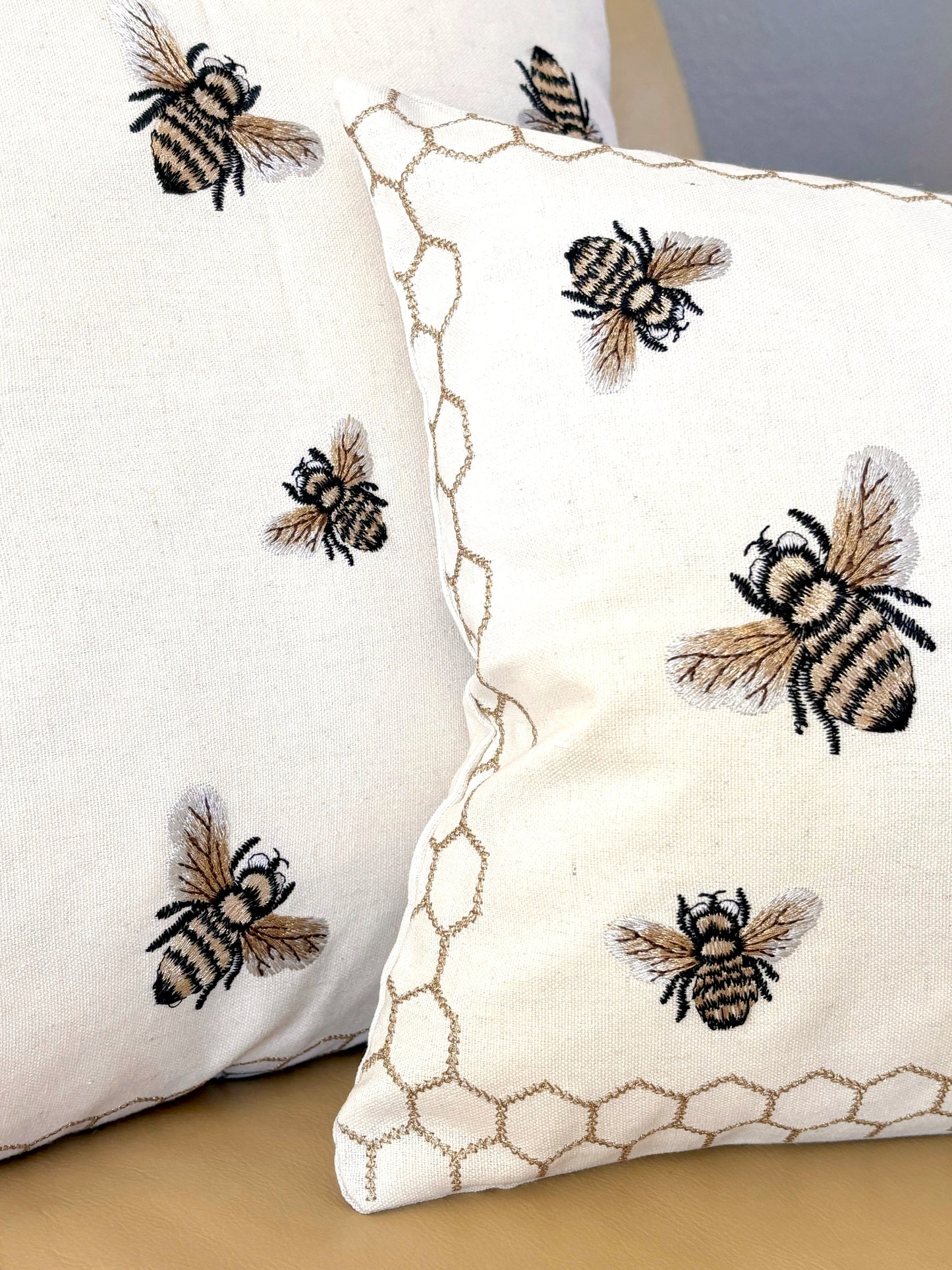 Embroidered Bee Pillow Cover (2 sizes)
