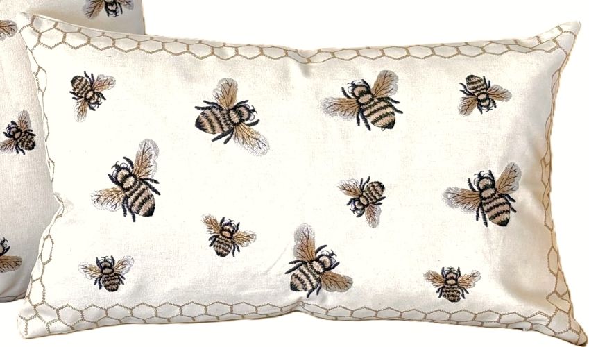 Embroidered Bee Pillow Cover (2 sizes)